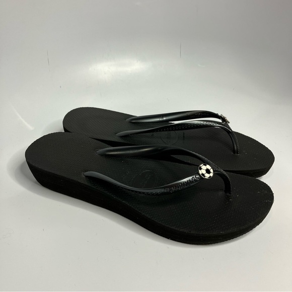 Havaianas black soccer flip flops size 9/10 - Picture 1 of 6